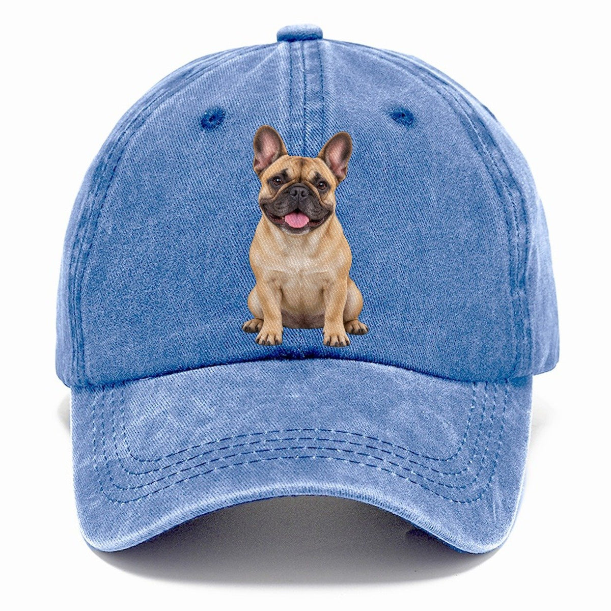 French Bulldog Sitting Upright Top Breeds Classic Cap – Summer Sky