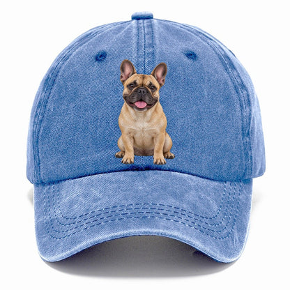 French Bulldog Sitting Upright Top Breeds Classic Cap – Summer Sky