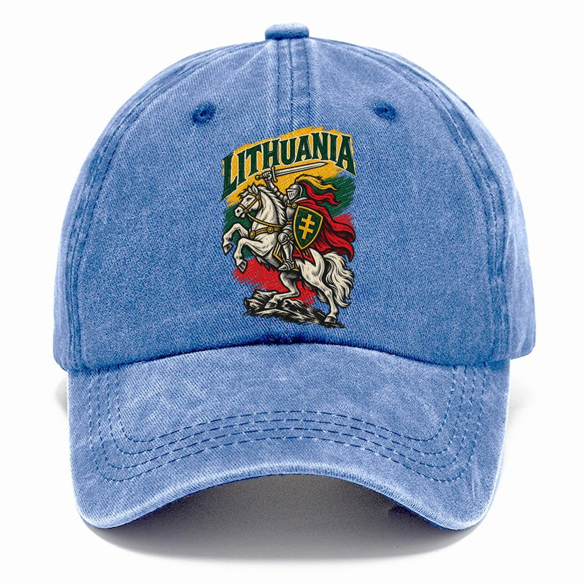 Lithuania Woodcut Badge Classic Cap – Summer Sky
