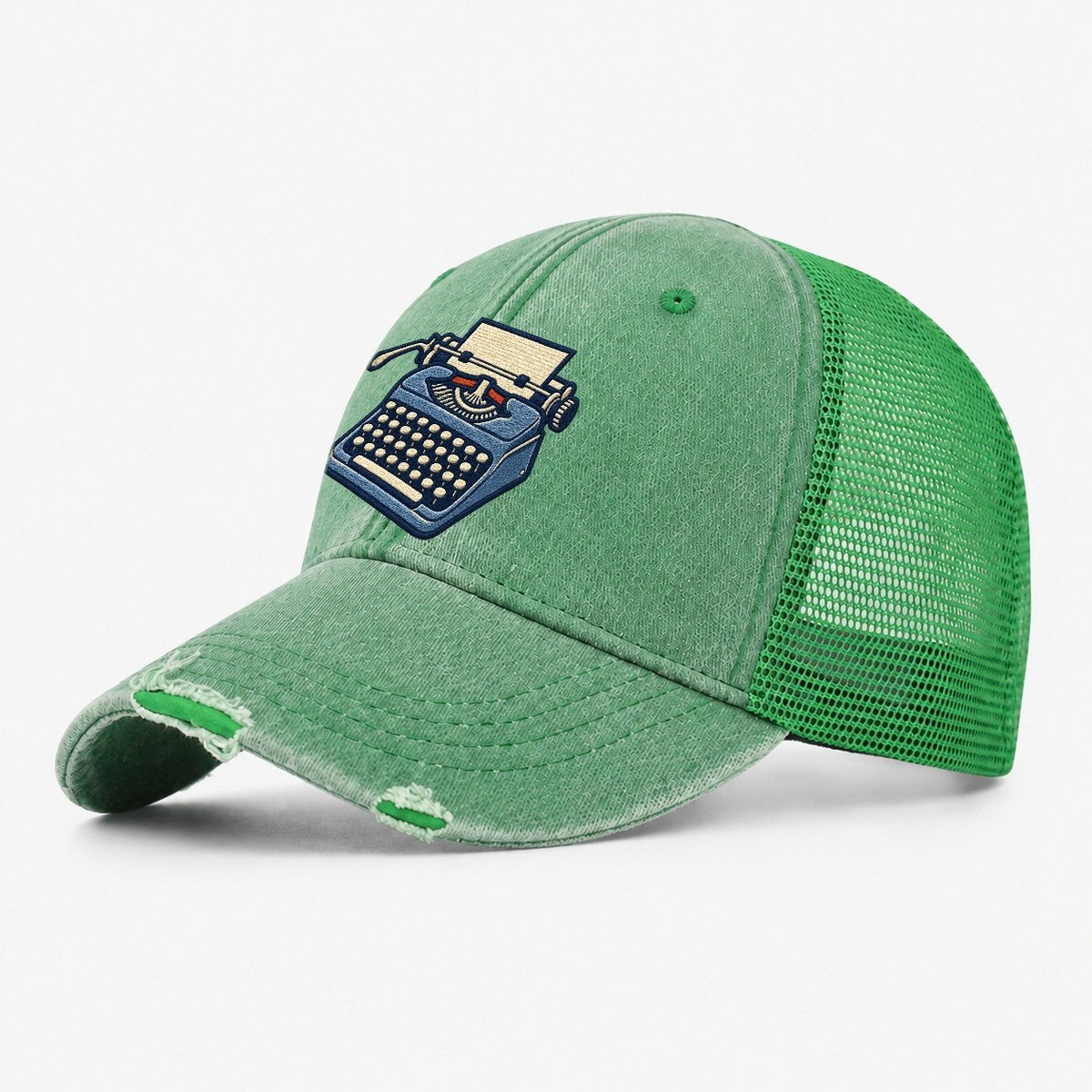 Manual Typewriter Tiny Solo Marks Washed Trucker Hat – Ink Green