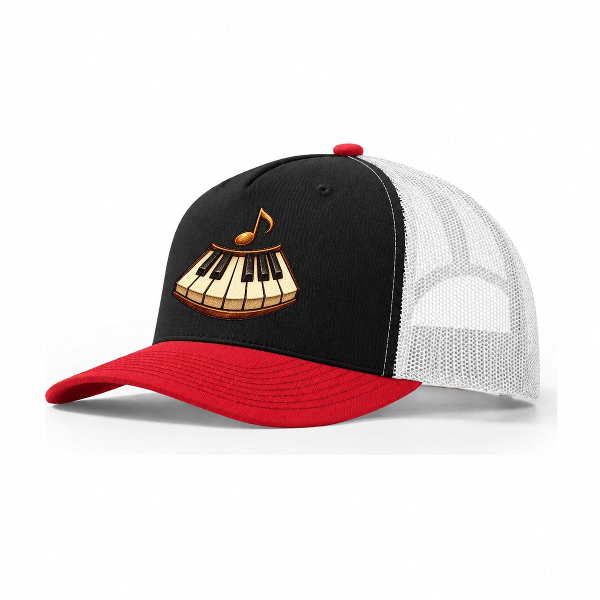 Piano Octave Fan Everyday Originals Trucker Hat – Black Red White