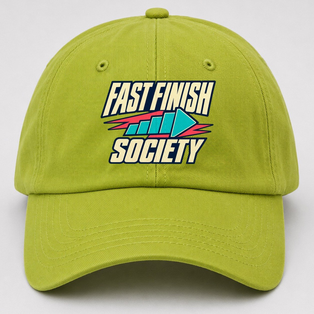Fast Finish Society 90S Running Clubs Baseball Cap – Fluorescent Green