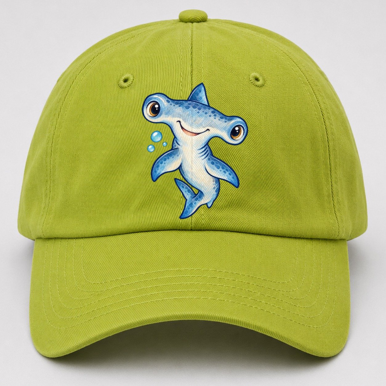 Hammerhead Shark Curious Tilt Sea Sprite Baseball Cap – Fluorescent Green