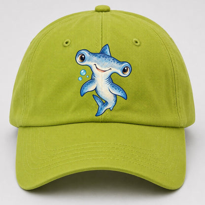 Hammerhead Shark Curious Tilt Sea Sprite Baseball Cap – Fluorescent Green