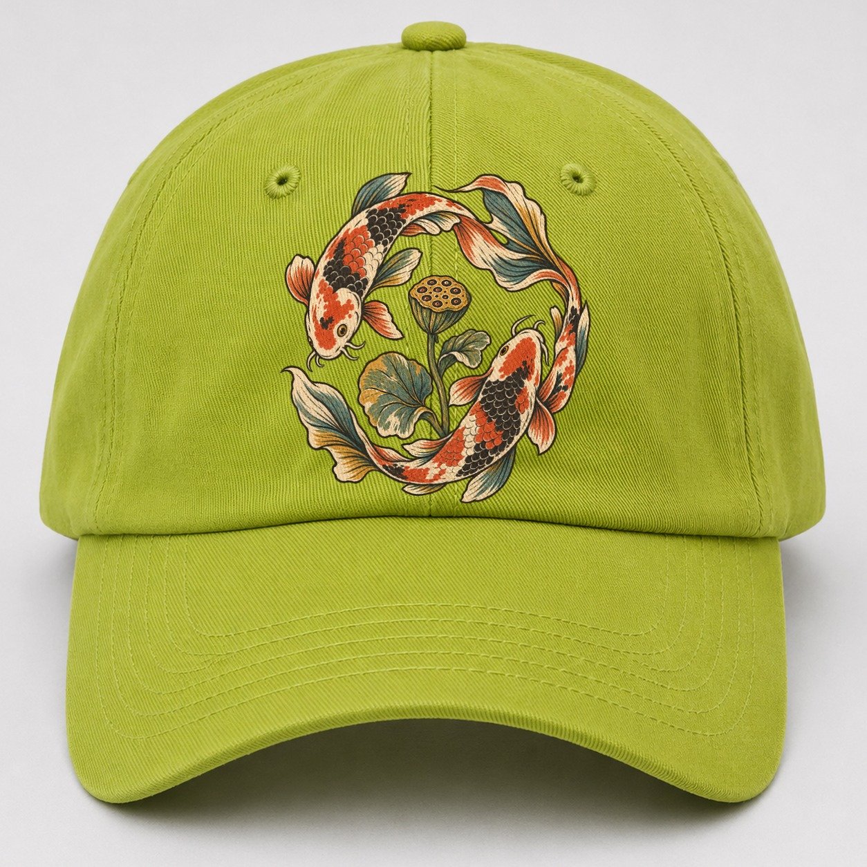 Koi Around Lotus Seedpod Gentle Wild Baseball Cap – Fluorescent Green