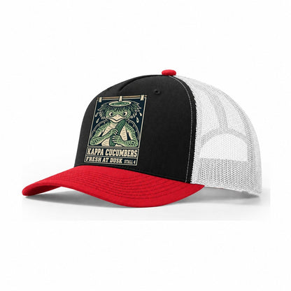 Kappa Cucumbers Yokai Night Market Trucker Hat – Black Red White