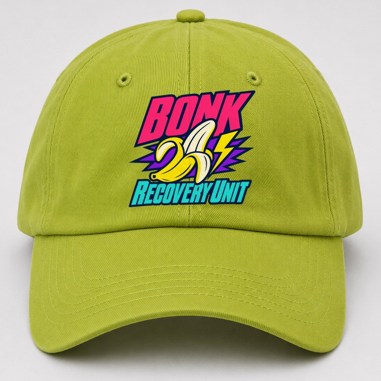 Bonk Recovery Unit 90S Running Clubs Baseball Cap – Fluorescent Green