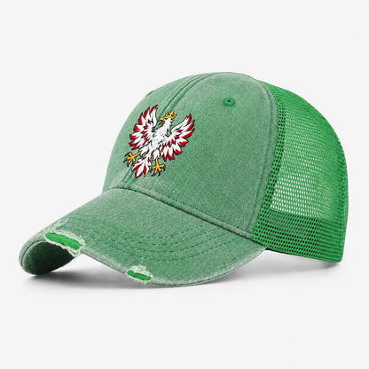 Poland Heraldic Crest Washed Trucker Hat – Ink Green