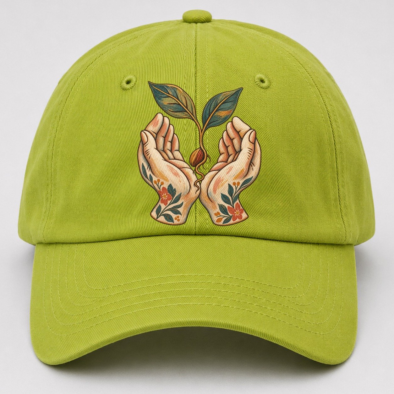 Open Hands Seedling Gentle Wild Baseball Cap – Fluorescent Green