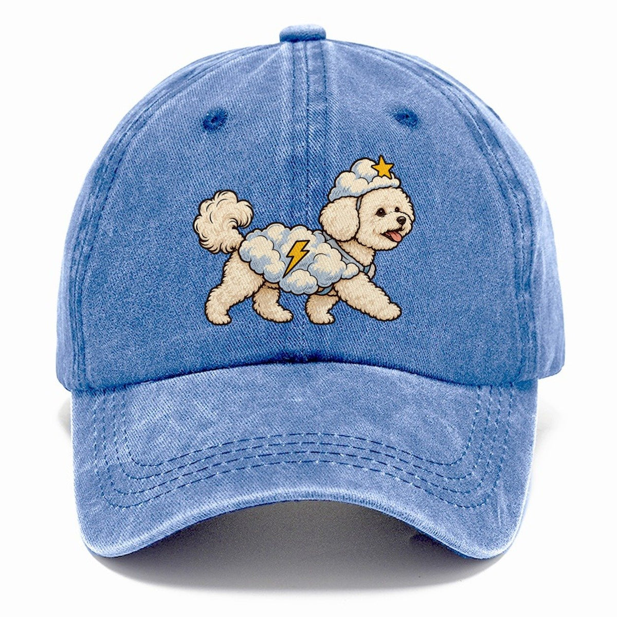 One Bichon Frise In Halloween Costume Cloud Costume With Cotton Puff Texture And A Tiny Lightning Bolt Halloween Dog Parade Classic Cap – Summer Sky