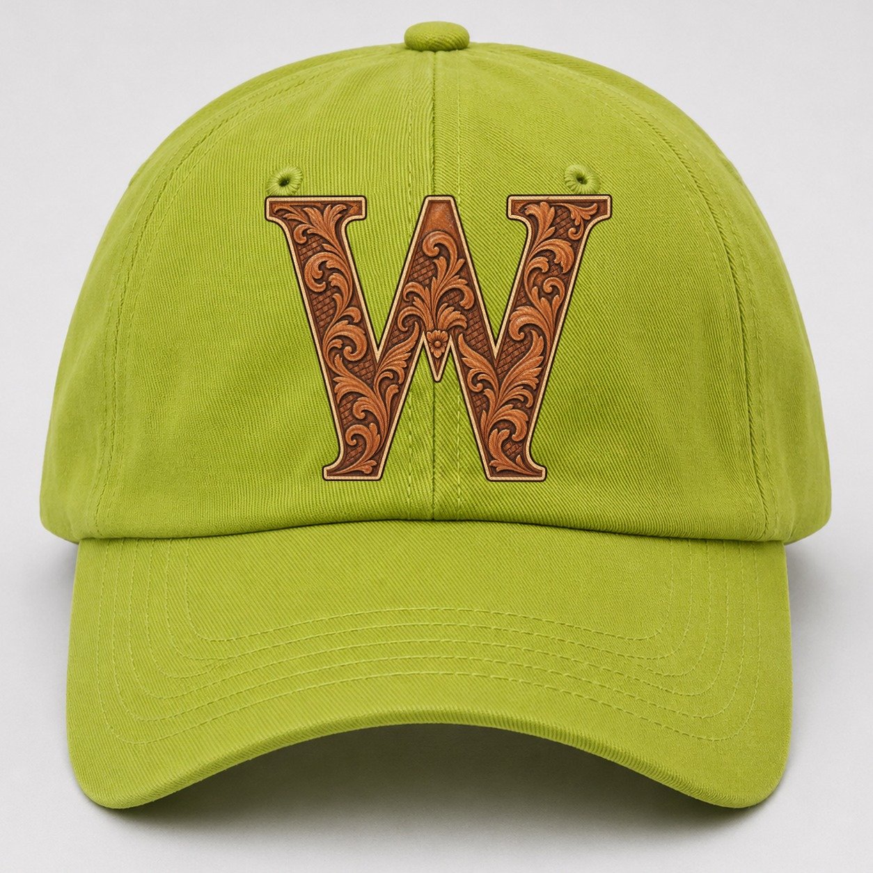 Tooled Leather W Monogram Baseball Cap – Fluorescent Green