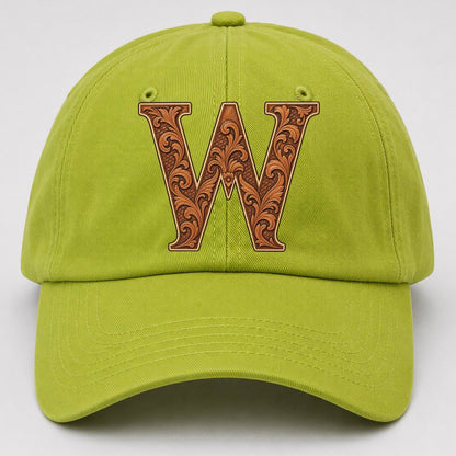 Tooled Leather W Monogram Baseball Cap – Fluorescent Green