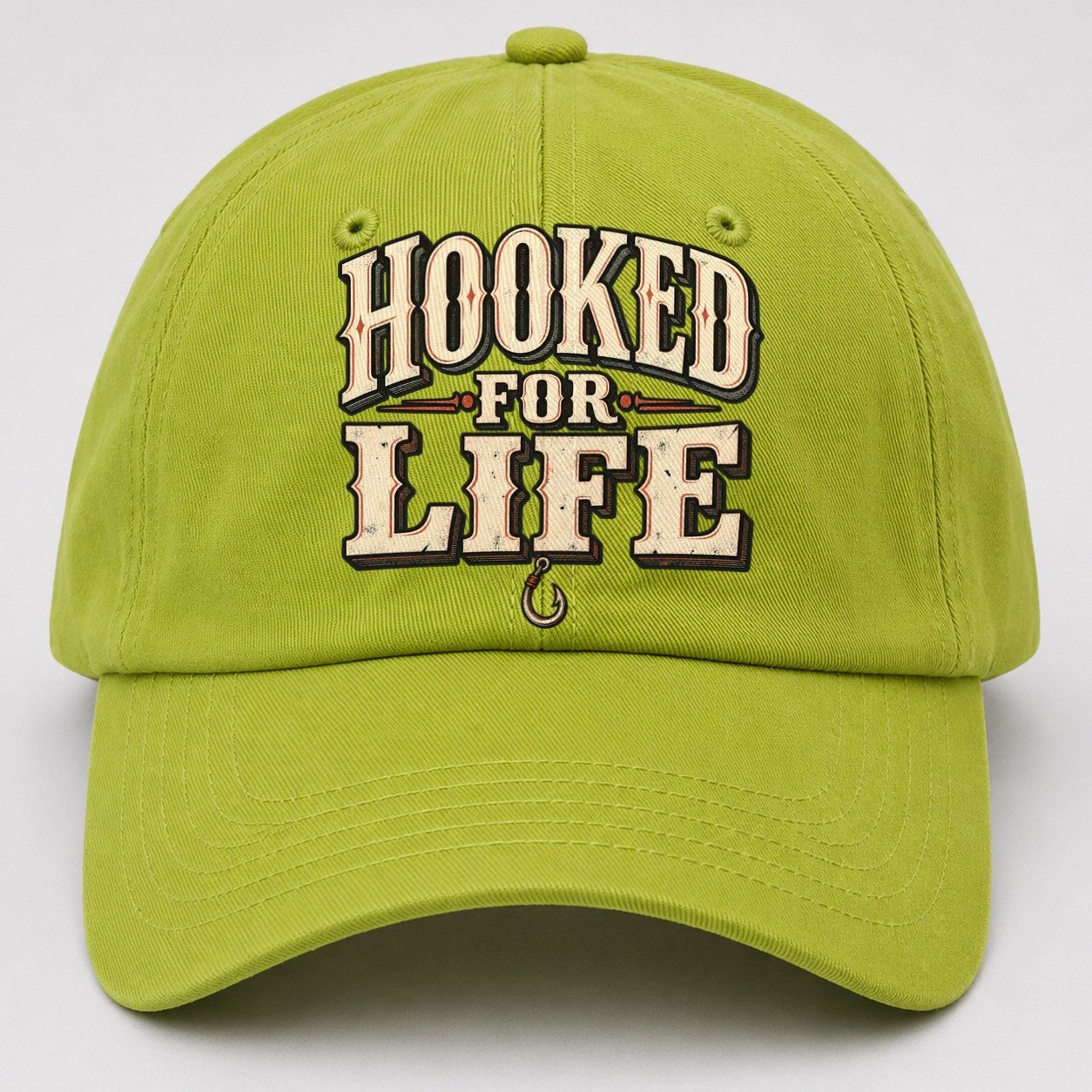 Hooked For Life American Wit Baseball Cap – Fluorescent Green