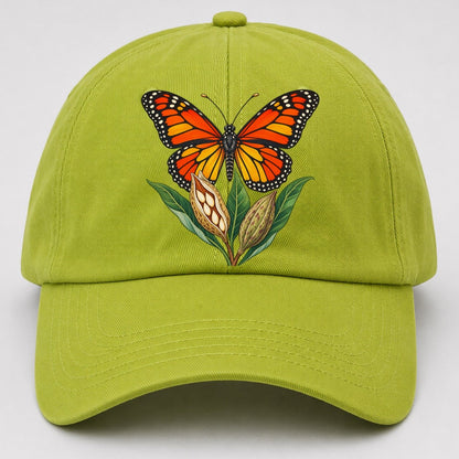 Monarch Butterfly And Milkweed Pods Canada Cultural Icons Baseball Cap – Fluorescent Green