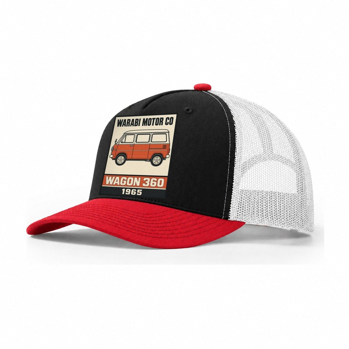 Warabi Wagon Showa Speed Plates Trucker Hat – Black Red White