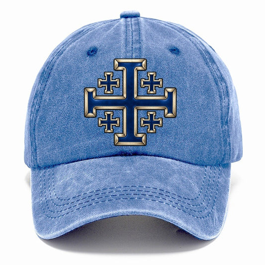 Jerusalem Cross Blue Enamel Character Club Classic Cap – Summer Sky