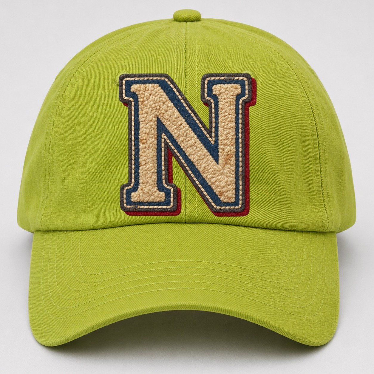 Varsity Chenille N Monogram Baseball Cap – Fluorescent Green