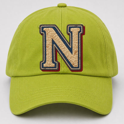 Varsity Chenille N Monogram Baseball Cap – Fluorescent Green