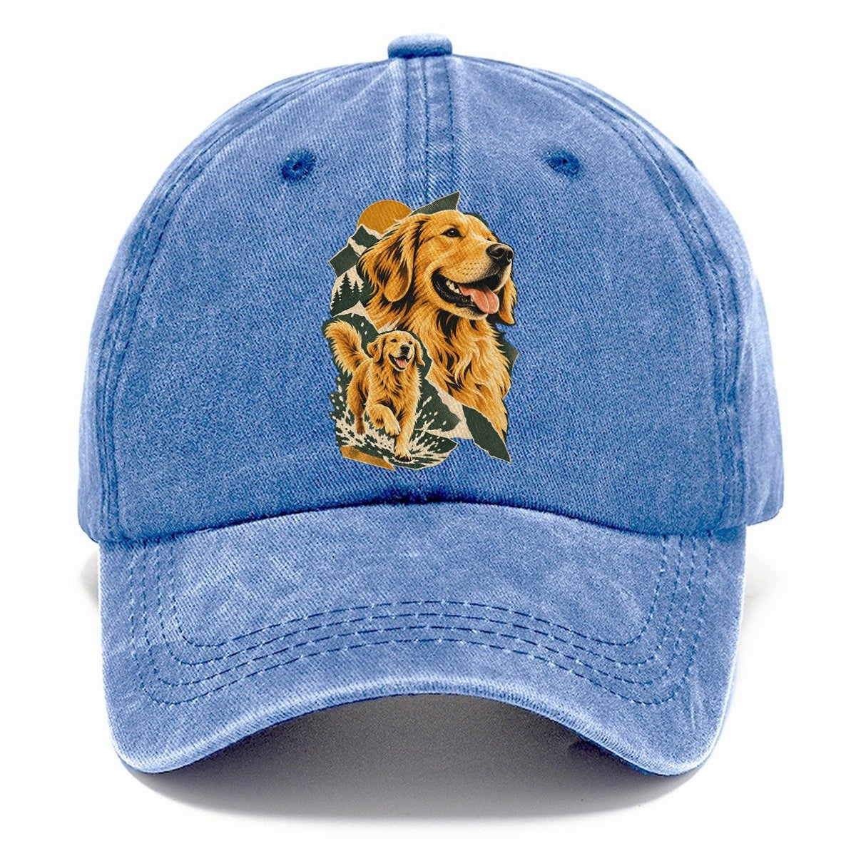 Golden Retriever Mountain Portrait Classic Cap – Summer Sky