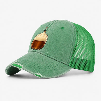 Carboy Of Fermenting Wort Homebrewing Washed Trucker Hat – Ink Green