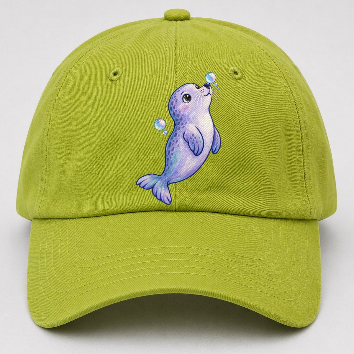 Seal Bubble Snoot Sea Sprite Baseball Cap – Fluorescent Green