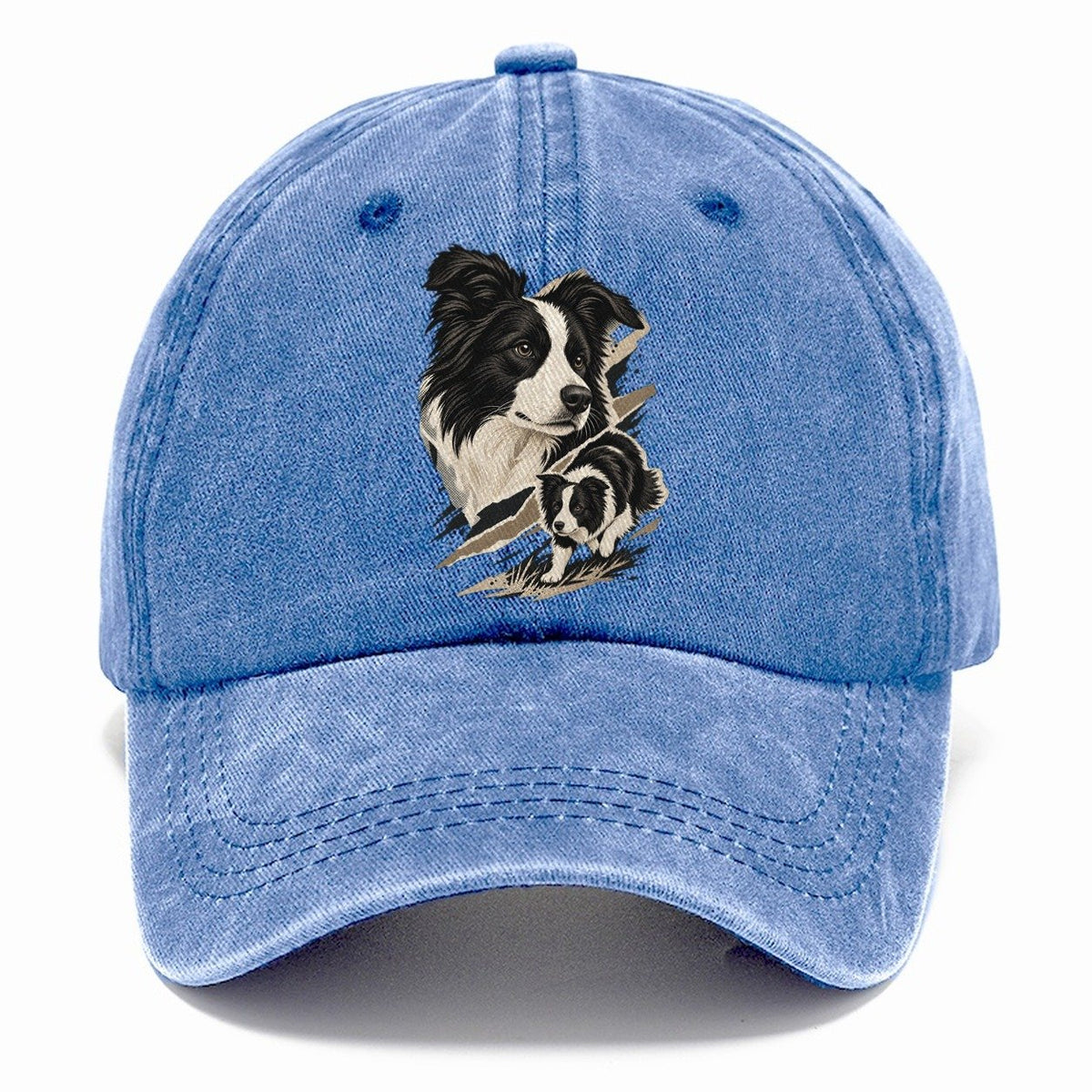 Border Collie Portrait and Pup Classic Cap – Summer Sky