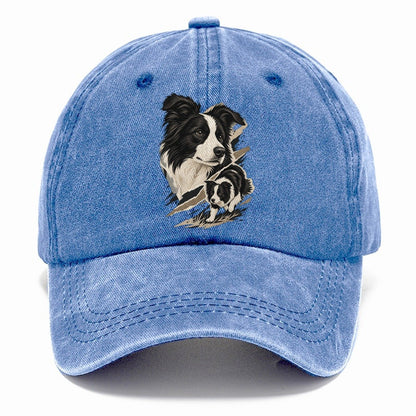 Border Collie Portrait and Pup Classic Cap – Summer Sky