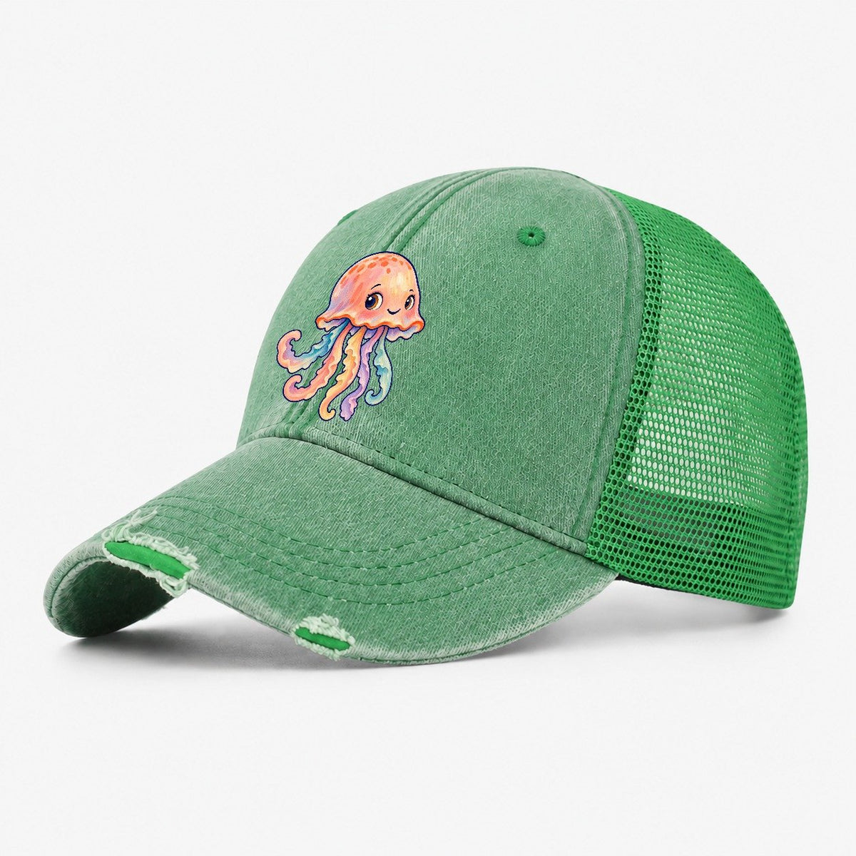 Jellyfish Bell Tilt Sea Sprite Washed Trucker Hat – Ink Green