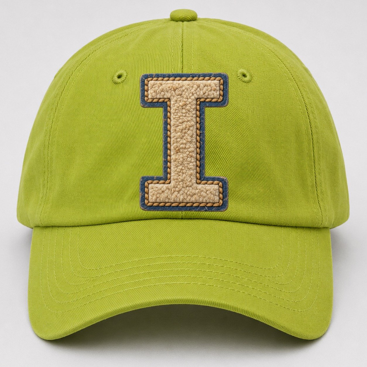 Varsity Chenille I Monogram Baseball Cap – Fluorescent Green