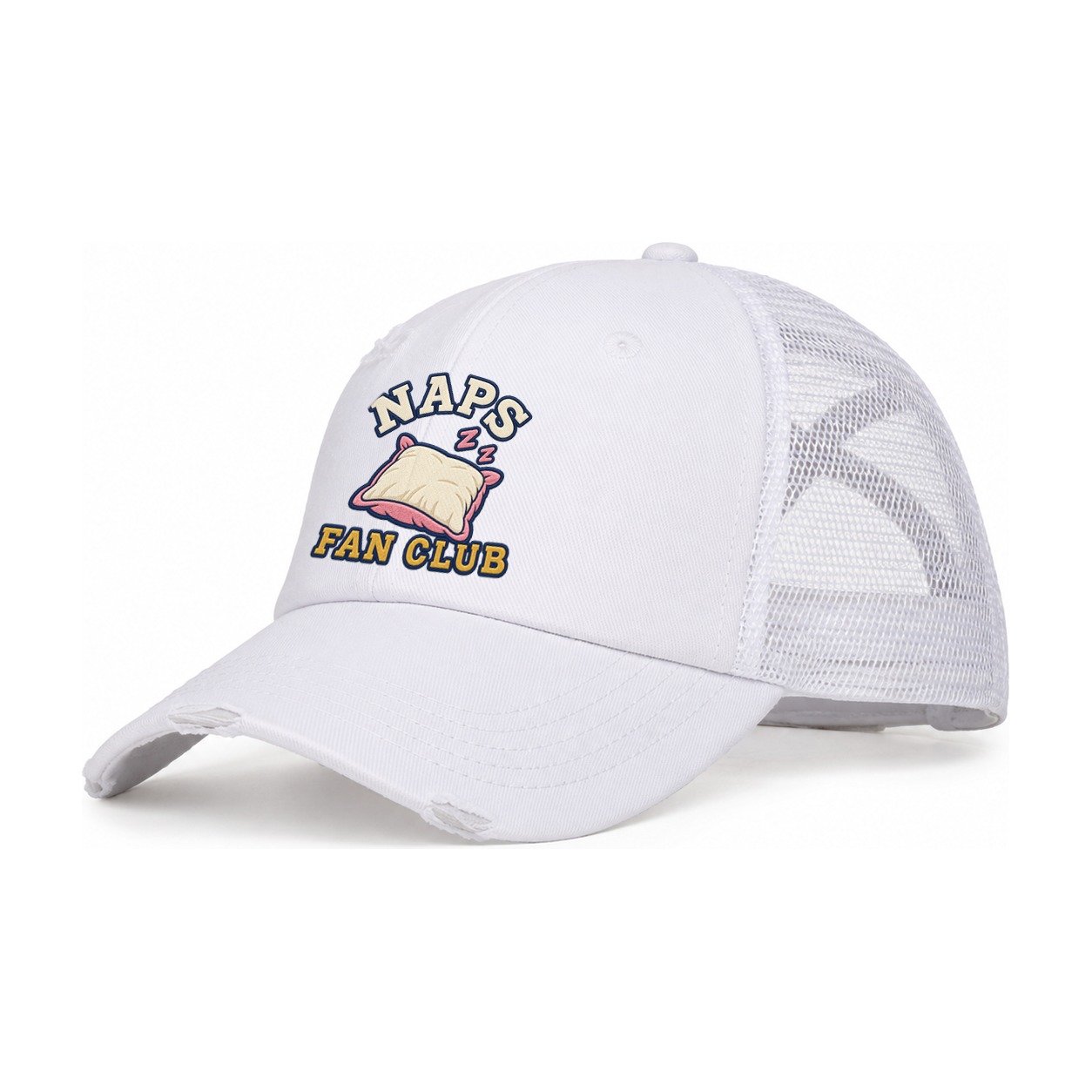 Naps Fan Club Women's Ponytail Trucker Hat – White White