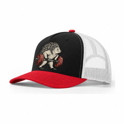 Porcupine Quill Rows Animal Lifters Trucker Hat – Black Red White