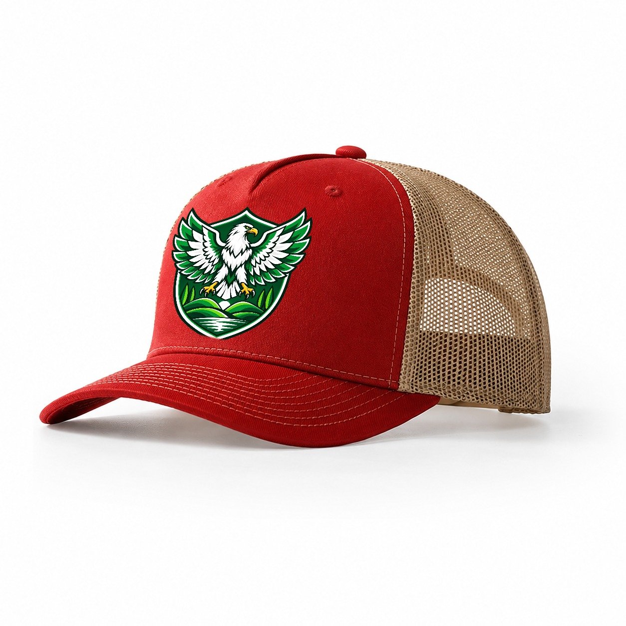 Nigeria Minimal Emblem Country Logos Trucker Hat – Red Khaki