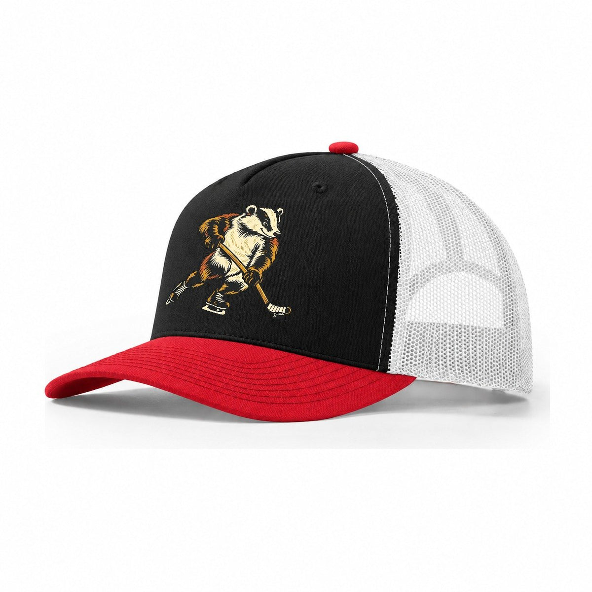 Badger Ice Skater Sundown Familiars Trucker Hat – Black Red White
