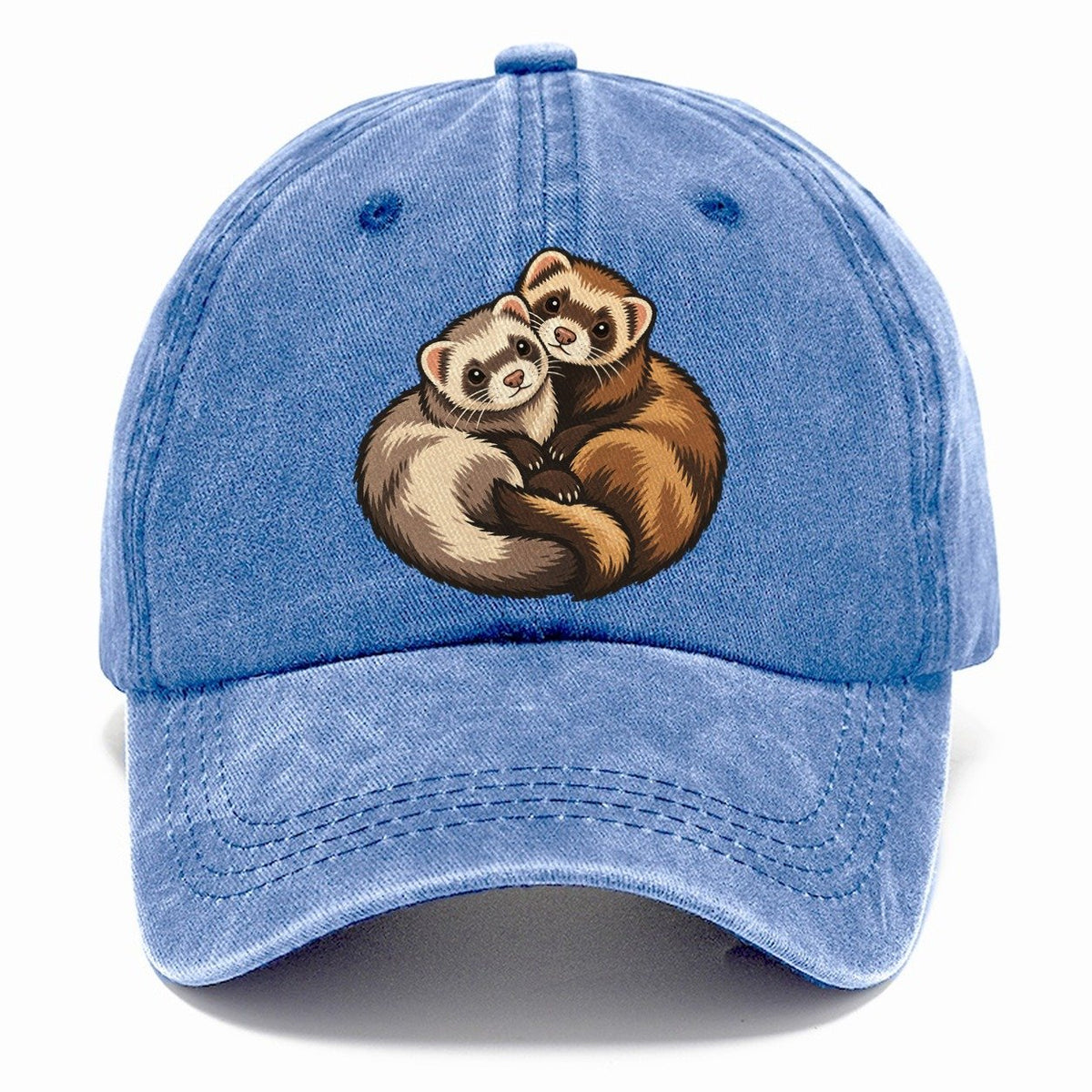 Ferret Pair Curl Small Pet Logos Classic Cap – Summer Sky