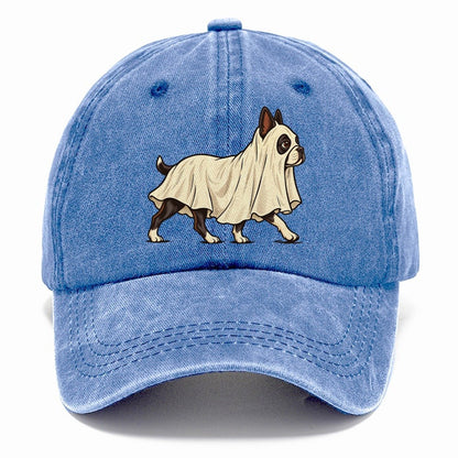 One Boston Terrier In Halloween Costume Ghost Draped In A Simple Sheet With Cut Eye Holes Halloween Dog Parade Classic Cap – Summer Sky