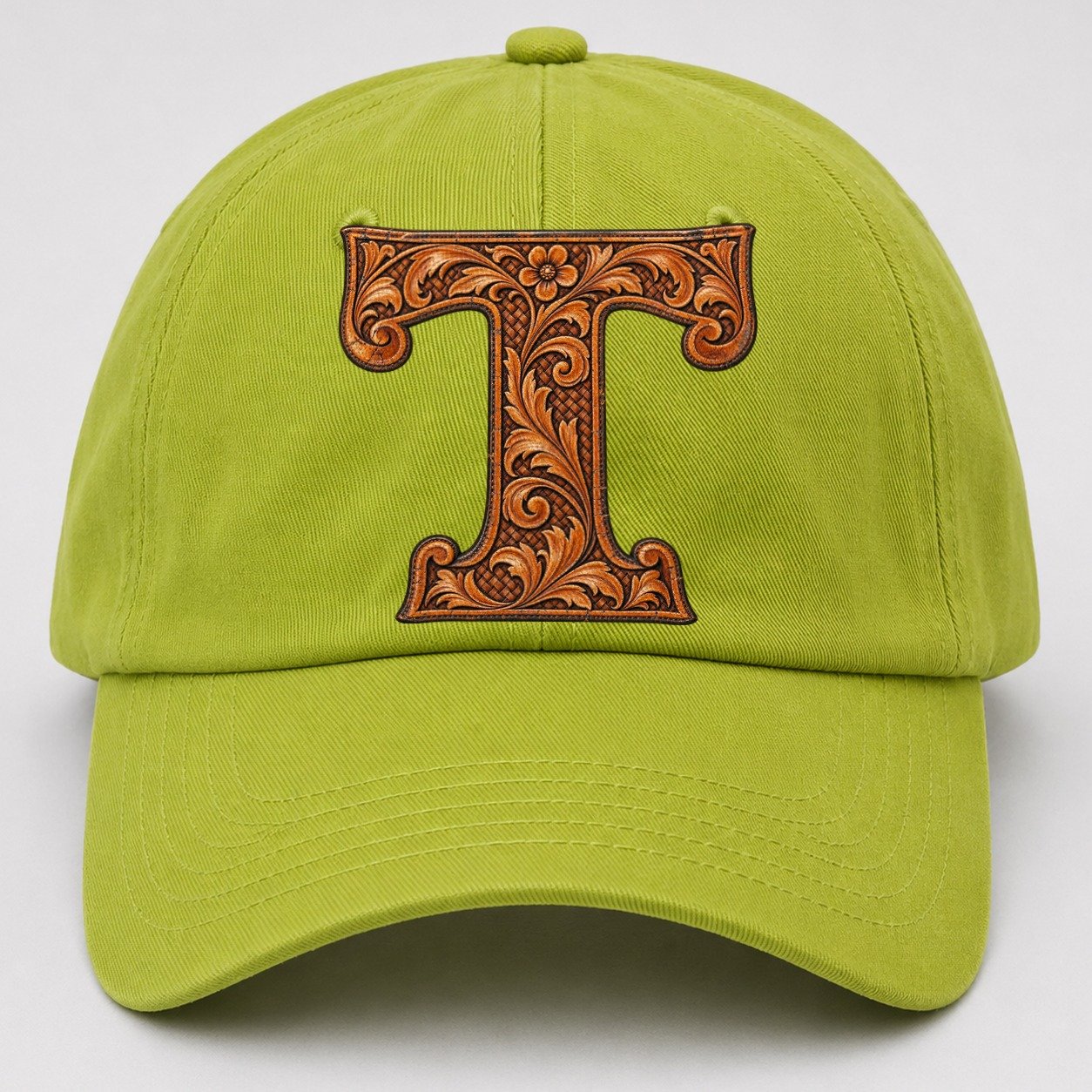 Tooled Leather T Monogram Baseball Cap – Fluorescent Green