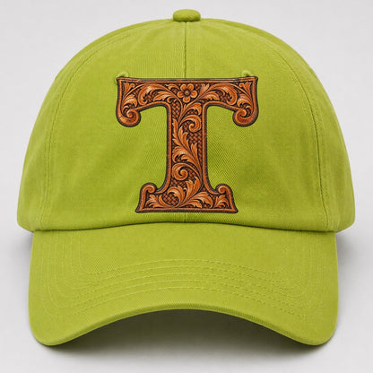 Tooled Leather T Monogram Baseball Cap – Fluorescent Green