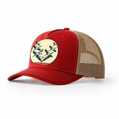 Migration Formation Birdwatching Trucker Hat – Red Khaki