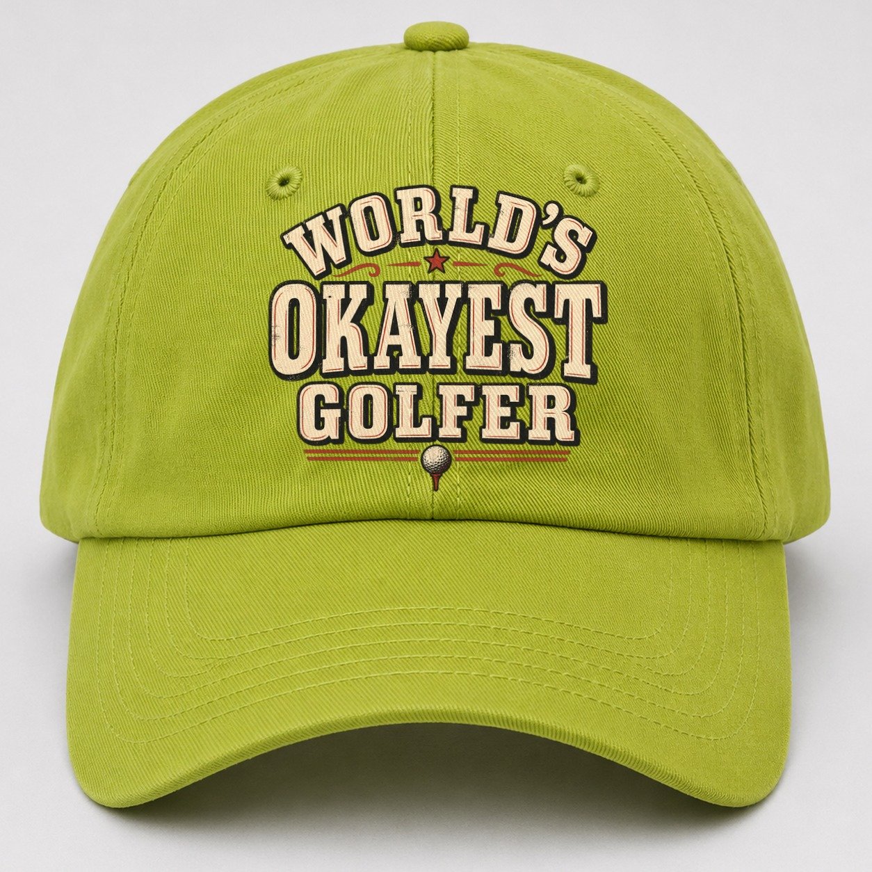 World S Okayest Golfer American Wit Baseball Cap – Fluorescent Green