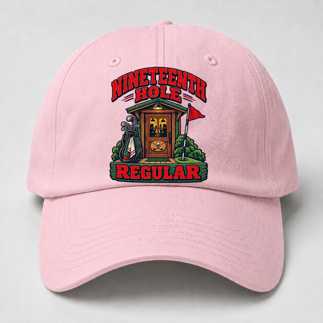 Nineteenth Hole Regular Golf Life Baseball Cap – Pink