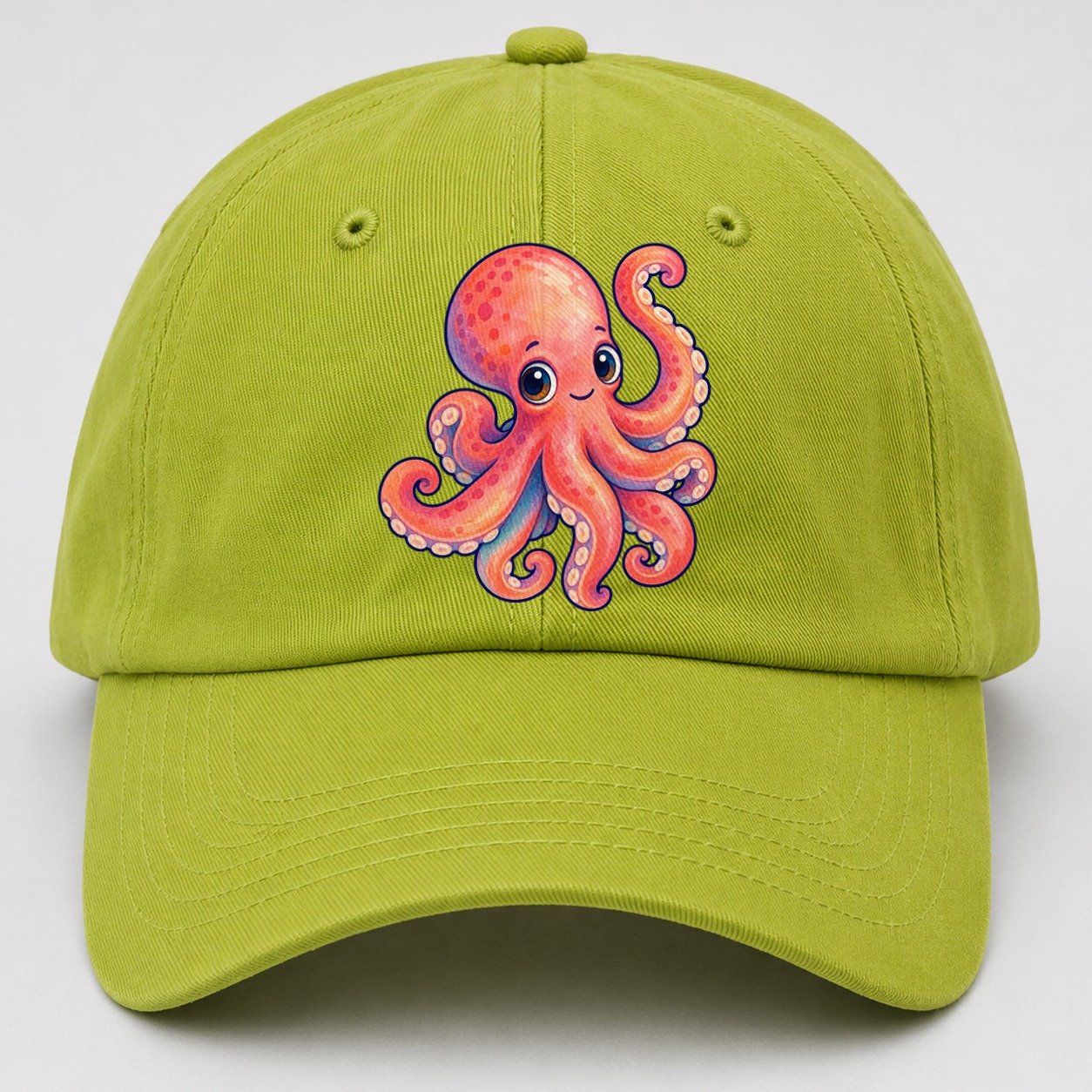 Octopus Tucked Curl Sea Sprite Baseball Cap – Fluorescent Green