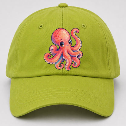 Octopus Tucked Curl Sea Sprite Baseball Cap – Fluorescent Green