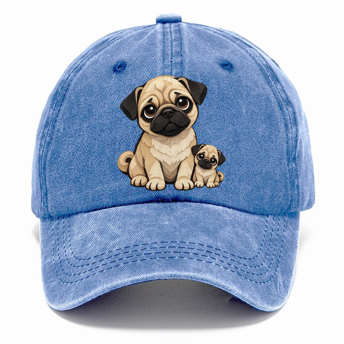 Pug and Puppy Papercut Classic Cap – Summer Sky
