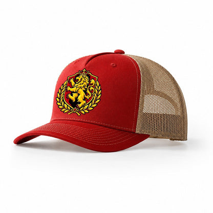 Belgium Minimal Emblem Country Logos Trucker Hat – Red Khaki