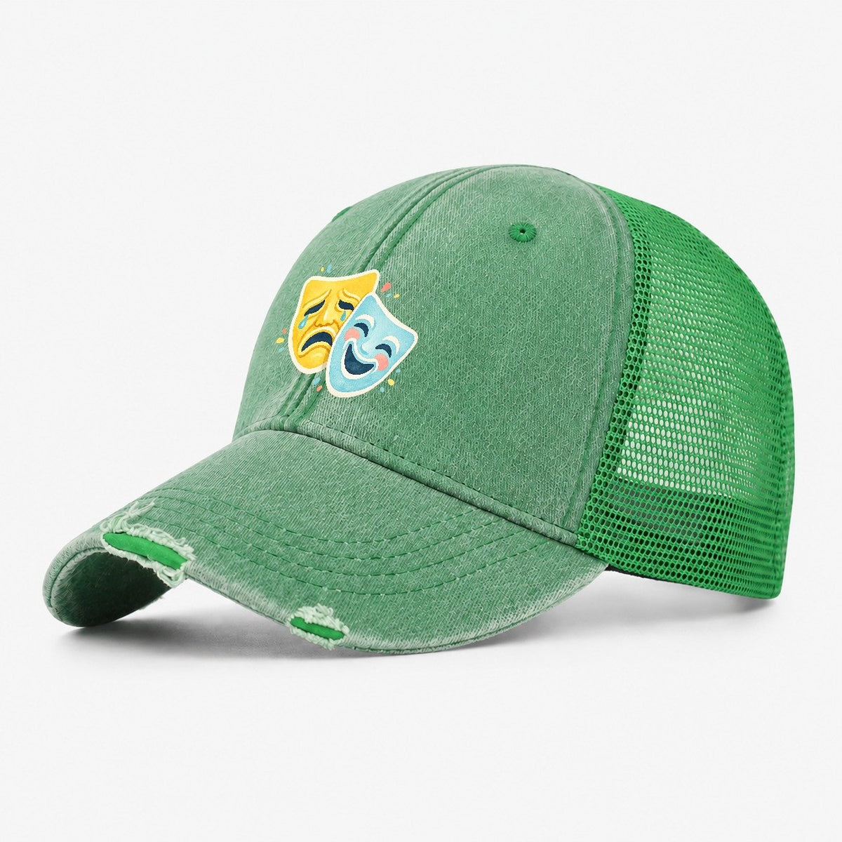 Black Labrador Portrait Washed Trucker Hat – Ink Green