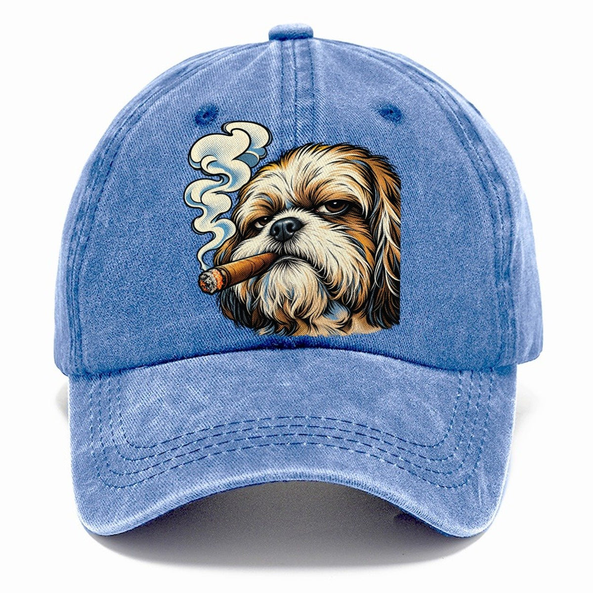 Shih Tzu Smoking Cigar Classic Cap – Summer Sky