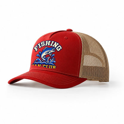 Fishing Fan Club Trucker Hat – Red Khaki