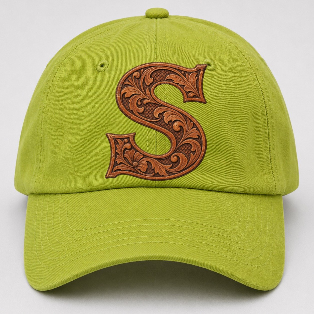Tooled Leather S Monogram Baseball Cap – Fluorescent Green