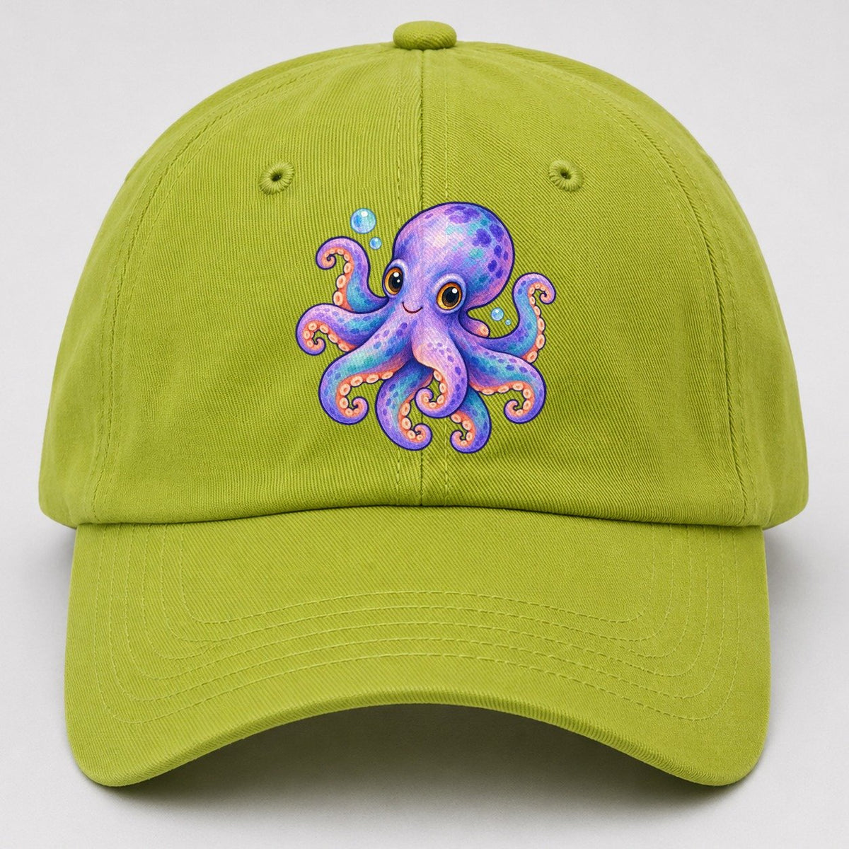 Octopus Playful Pinwheel Sea Sprite Baseball Cap – Fluorescent Green