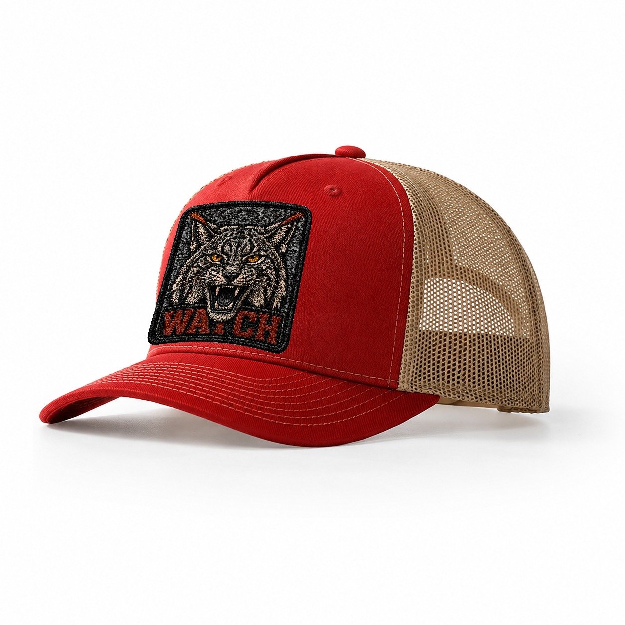 Lynx Watch Badge Trucker Hat – Red Khaki